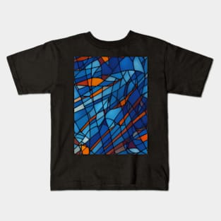 stained glass, glass, abstract, geometrical, red, orange, fire, lava, volcano, patterns, seamless, orchid Kids T-Shirt